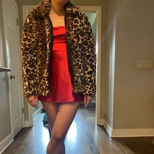 Kendall & Kylie Leopard Short Fur Jacket